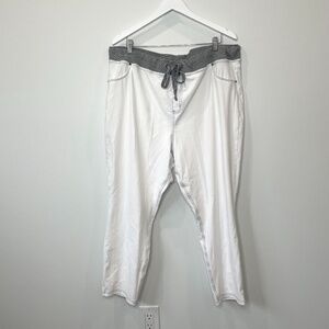 HUE White Stretchy Sweatshirt Denim Capris Leggings - 3X